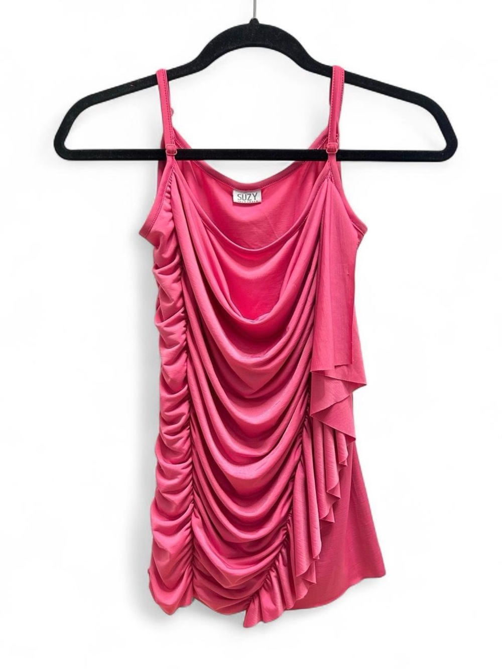 Y2K 2000s Pink Ruched Cami Top by Suzy Shier